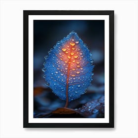 Autumn Leaf With Water Droplets Art Print