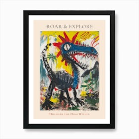 Wild Cartoon Brushstroke Dinosaur 4 Poster Art Print