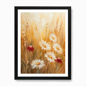 Daisies In A Wheat Field Art Print