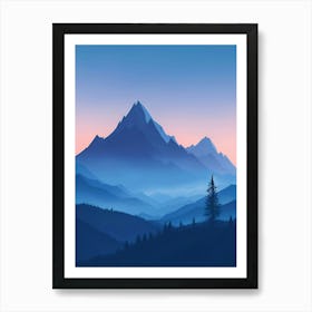 Misty Mountains Vertical Composition In Blue Tone 6 Art Print