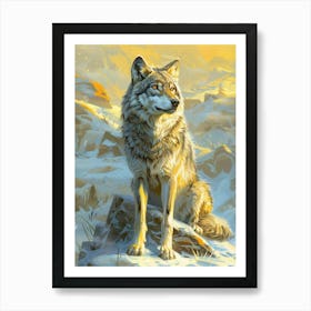 Arctic Wolf Precisionist Illustration 1 Art Print