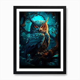 Owl In The Forest 3 Art Print