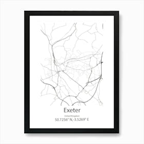 Exeter,United Kingdom Minimalist Map Art Print