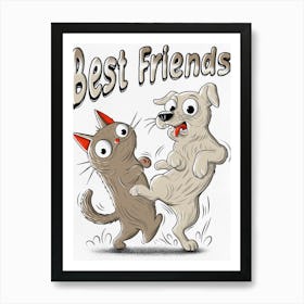 Best Friends, Funny Animals Art Print