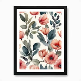 Watercolor Floral Pattern 5 Art Print