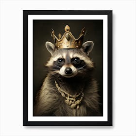 Vintage Portrait Of A Bahamian Raccoon Wearing A Crown 2 Art Print