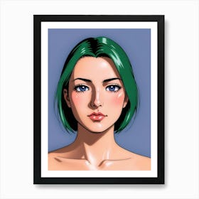 Anime Girl With Green Hair 1 Art Print