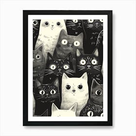 Perfectly Repeatable Artwork With Cute Cat Faces 14 Art Print