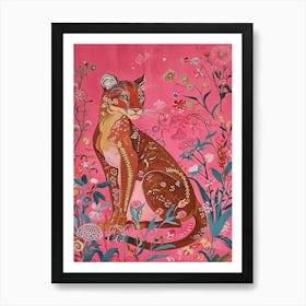 Floral Animal Painting Puma 1 Art Print