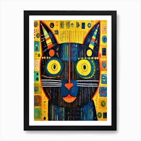 Surprised Cat 4 - Black Cat With Yellow Eyes Art Print