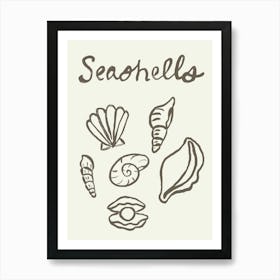 Seashell Doodles, Seashell Line Art, Minimalism Seashell Design 9 Art Print