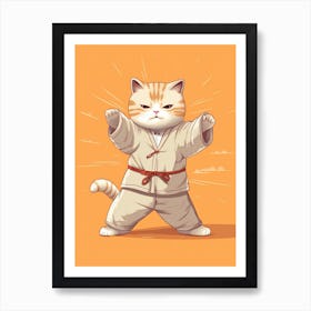 Kawaii Cat Drawings Tai Chi 1 Art Print