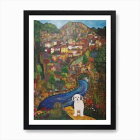 Painting Of A Dog In Eden Project United Kingdom In The Style Of Gustav Klimt 04 Art Print