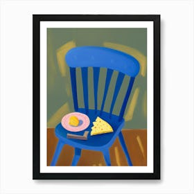 Blue Chair Croissant And Cheese Art Print