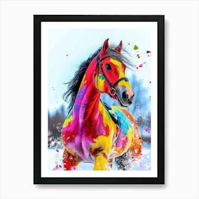 Abstract Colourful Horse Art Print