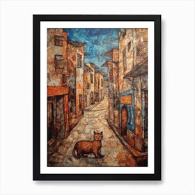 Painting Of Havana With A Cat In The Style Of Renaissance, Da Vinci 2 Art Print