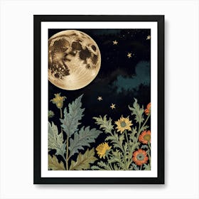 Moon And Flowers Style William Morris 30 Art Print