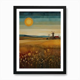 Windmill In The Field Art Print