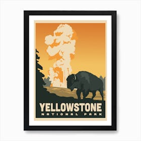 Yellowstone National Park Travel Poster Bison Art Print