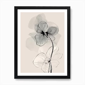 Line Art Orchids Flowers Illustration Neutral 7 Art Print