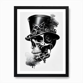 Skull With Pop Art Influences White 3 Stream Punk Art Print