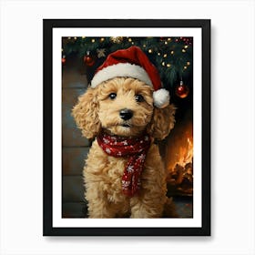 Christmas Goldendoodle 12 Art Print