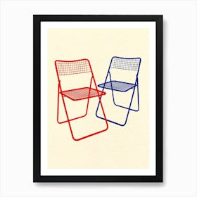 Ted Net Chair Red Blue Art Print