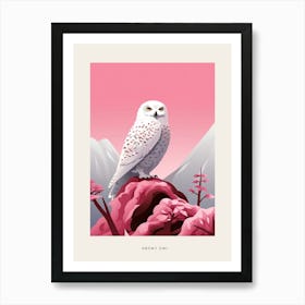 Minimalist Snowy Owl 2 Bird Poster Art Print