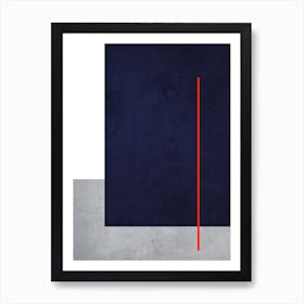 Linear Shapes Blue And Gray Art Print