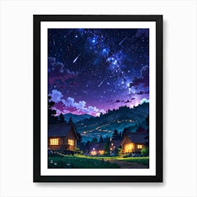 Night Sky Anime aesthetic 3 Art Print