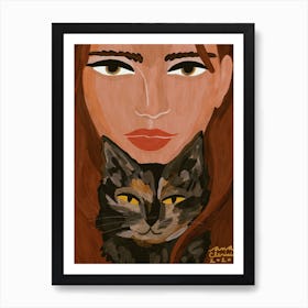 Femme avec Chat Poster pour Salon
