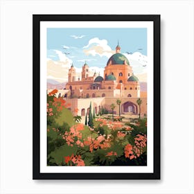 The Great Mosque Of Cordoba   Cordoba, Spain   Cute Botanical Illustration Travel 0 Art Print