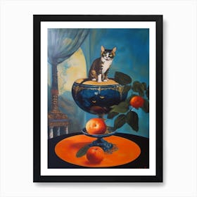 Camelia With A Cat 2 Dali Surrealism Style Art Print