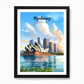 Sydney Australia Summer Travel Art Illustration Art Print