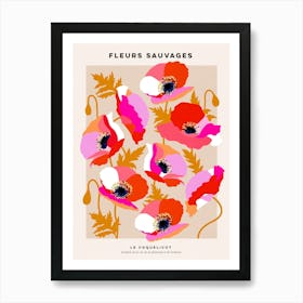 Wild Flowers Poppies in French Art Print