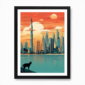 Dubai, United Arab Emirates Skyline With A Cat 0 Art Print