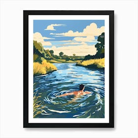 Wild Swimming At River Great Ouse Bedfordshire 4 Art Print