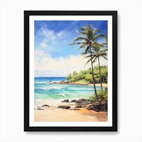 A Painting Of Anakena Beach, Easter Island Chile 2 Art Print