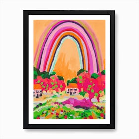 Countryside Rainbow On Orange 1 Art Print