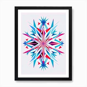 Symmetry, Snowflakes, Minimal Line Drawing 5 Art Print