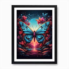 Butterfly In The Night Sky Art Print