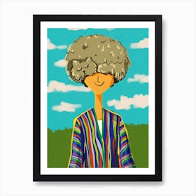 Uzbek Boy With A  Cat Hat Art Print