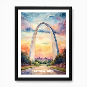 Gateway Arch National Park Watercolor Painting Art Print