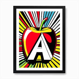 A   Apple, Letter, Alphabet Comic 3 Art Print