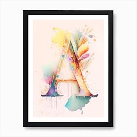 A, Letter, Alphabet Storybook Watercolour 3 Art Print