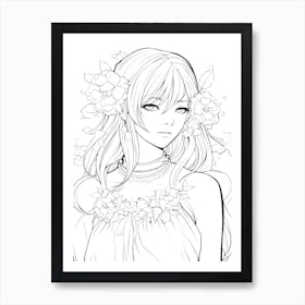 Bloom Body Girl Line Art 18 Art Print