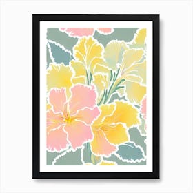 Gladioli Pastel Floral 3 Flower Art Print