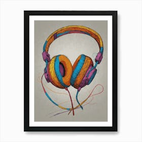 Headphones Canvas Print 2 Art Print