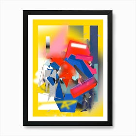 Abstract Mobile Yellow Black Blue Pink Art Print