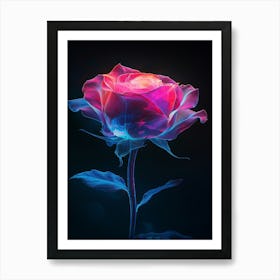 Pink Rose On Black Background Art Print